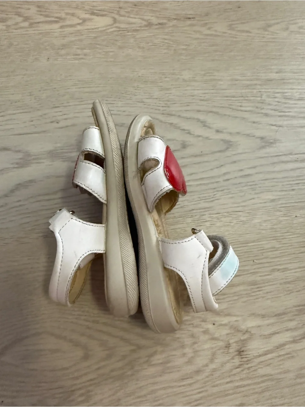 Naturino White Sandals with Red Heart Accent